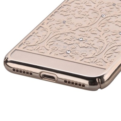 Apple iPhone 7 (iPhone 8) Devia Crystal Baroque Swarovski plastikinis skaidrus permatomas auksinis dėklas / Priedai.lt