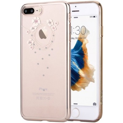 Apple iPhone 7 (iPhone 8) elegants Devia Crystal Garland Swarovski dzidrs (caurspīdīgs) zelta plastmasas apvalks ar kristāliem /