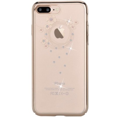 Apple iPhone 7 (iPhone 8) elegants Devia Crystal Garland Swarovski dzidrs (caurspīdīgs) zelta plastmasas apvalks ar kristāliem /