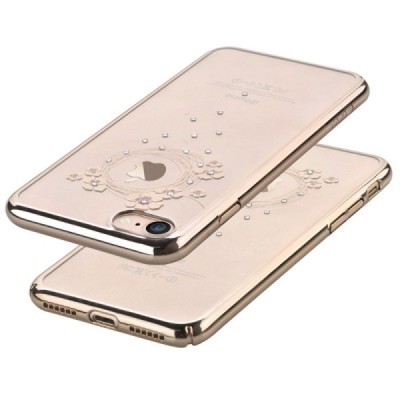 Apple iPhone 7 (iPhone 8) elegants Devia Crystal Garland Swarovski dzidrs (caurspīdīgs) zelta plastmasas apvalks ar kristāliem /