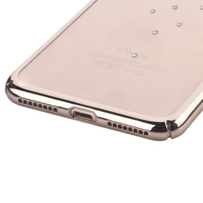 Apple iPhone 7 (iPhone 8) elegants Devia Crystal Garland Swarovski dzidrs (caurspīdīgs) zelta plastmasas apvalks ar kristāliem /