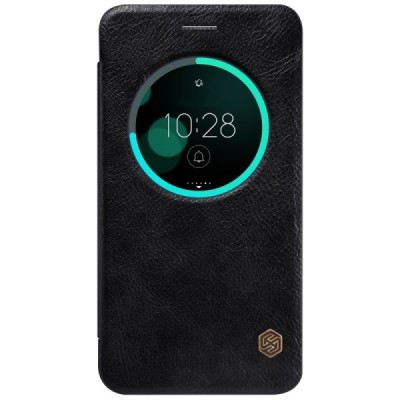 Prabangus „Nillkin“ Qin serijos juodas odinis atverčiamas Asus Zenfone 3 5.5 (ZE552KL) dėklas - knygutė / Priedai.lt