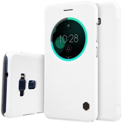 Greznais „Nillkin“ Qin sērijas ādas atvērams balts Asus Zenfone 3 5.5 (ZE552KL) maciņš / Vacins.lv