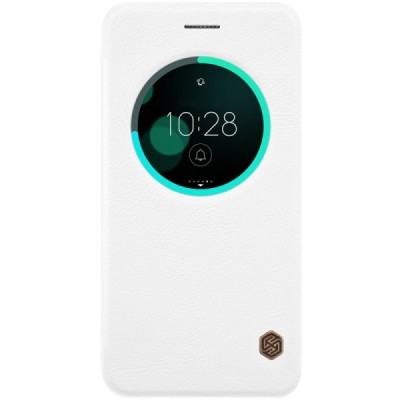 Prabangus „Nillkin“ Qin serijos baltas odinis atverčiamas Asus Zenfone 3 5.5 (ZE552KL) dėklas - knygutė / Priedai.lt
