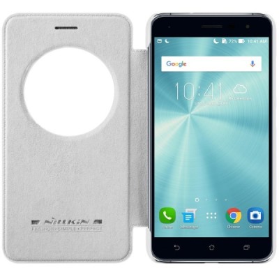 Prabangus „Nillkin“ Qin serijos baltas odinis atverčiamas Asus Zenfone 3 5.5 (ZE552KL) dėklas - knygutė / Priedai.lt