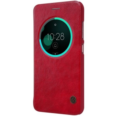 Prabangus „Nillkin“ Qin serijos raudonas odinis atverčiamas Asus Zenfone 3 5.5 (ZE552KL) dėklas - knygutė / Priedai.lt