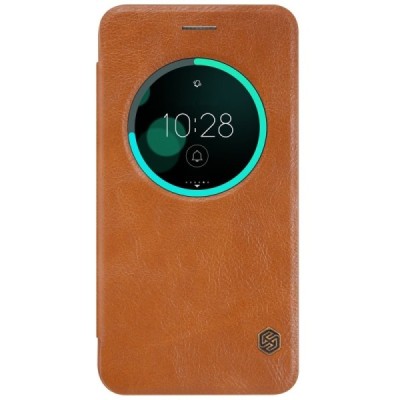 Greznais „Nillkin“ Qin sērijas ādas atvērams brūns Asus Zenfone 3 5.5 (ZE552KL) maciņš / Vacins.lv