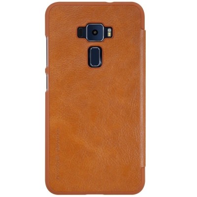 Greznais „Nillkin“ Qin sērijas ādas atvērams brūns Asus Zenfone 3 5.5 (ZE552KL) maciņš / Vacins.lv