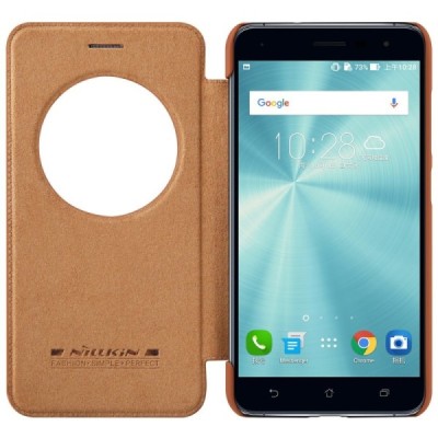 Greznais „Nillkin“ Qin sērijas ādas atvērams brūns Asus Zenfone 3 5.5 (ZE552KL) maciņš / Vacins.lv