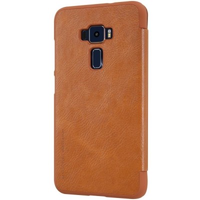 Greznais „Nillkin“ Qin sērijas ādas atvērams brūns Asus Zenfone 3 5.5 (ZE552KL) maciņš / Vacins.lv