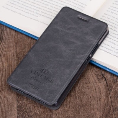 „Mofi“ Vintage serijos Asus Zenfone 3 5.5 (ZE552KL) juodas odinis atverčiamas dėklas / Priedai.lt