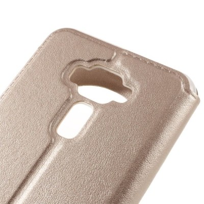 Asus Zenfone 3 5.2 (ZE520KL) zelta atvēramais Smart Window ādas maciņš / Vacins.lv
