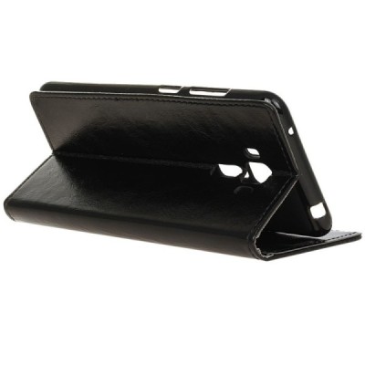 Asus Zenfone 3 Laser (ZC551KL) atvēramais ādas melns maciņš (maks) / Vacins.lv