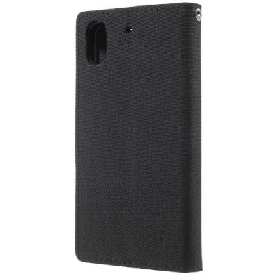 HTC Desire 626 „Mercury“ juodas odinis atverčiamas dėklas - piniginė / Priedai.lt