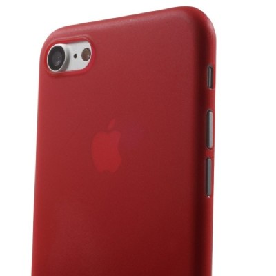 Ploniausias pasaulyje plastikinis skaidrus Apple iPhone 7 (iPhone 8) raudonas dėklas - nugarėlė / Priedai.lt