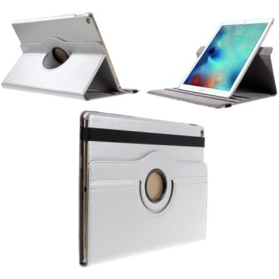 Apple iPad Pro 12.9" atvēramais sudrabs ādas maciņš, grozās 360° grādu apjomā / Vacins.lv