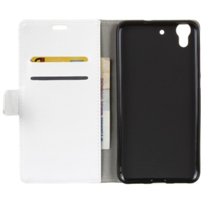 Huawei Y6 II (Huawei Y6 2) atvēramais ādas balts maciņš (maks) / Vacins.lv