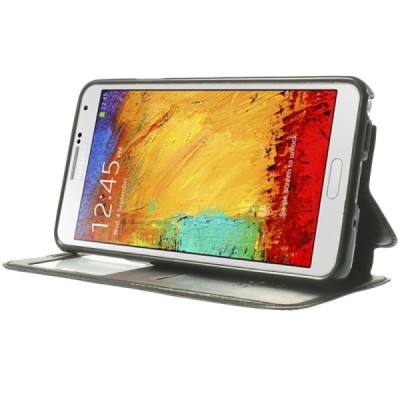 Roar Noble atverčiamas Samsung Galaxy Note 3 (N9005, N9002, N9000) juodas odinis dėklas / Priedai.lt