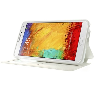 Samsung Galaxy Note 3 (N9005, N9002, N9000) Roar Noble ādas atvēramais balts futrālis / Vacins.lv