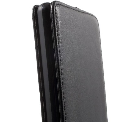 Sony Xperia XA Ultra (F3212, F3216) ādas vertikāli atvēramais melns futrālis / Vacins.lv
