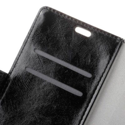 Sony Xperia XZ atverčiamas juodas odinis dėklas - piniginė / Priedai.lt