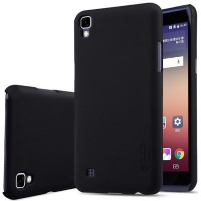 LG X Power (K220DS) Nillkin Frosted Shield juodas plastikinis dėklas + apsauginė ekrano plėvelė / Priedai.lt