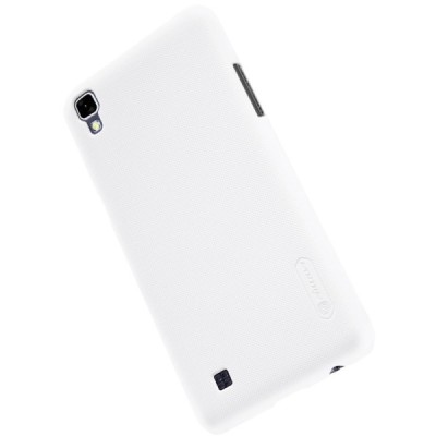LG X Power (K220DS) Nillkin Frosted Shield baltas plastikinis dėklas + apsauginė ekrano plėvelė / Priedai.lt