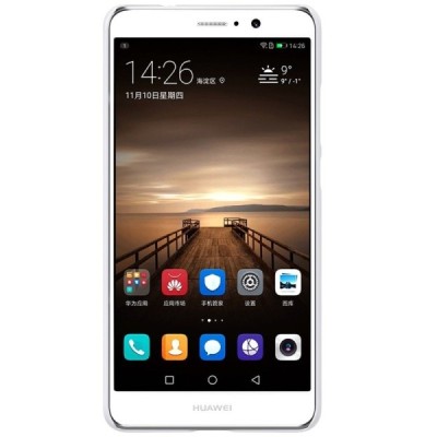 Huawei Mate 9 Nillkin Frosted Shield baltas plastikinis dėklas + apsauginė ekrano plėvelė / Priedai.lt