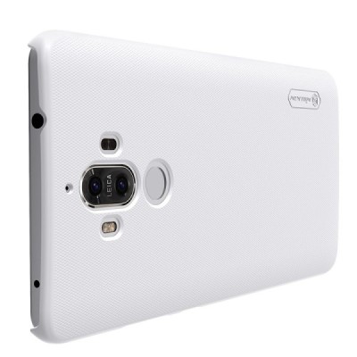 Huawei Mate 9 Nillkin Frosted Shield baltas plastikinis dėklas + apsauginė ekrano plėvelė / Priedai.lt
