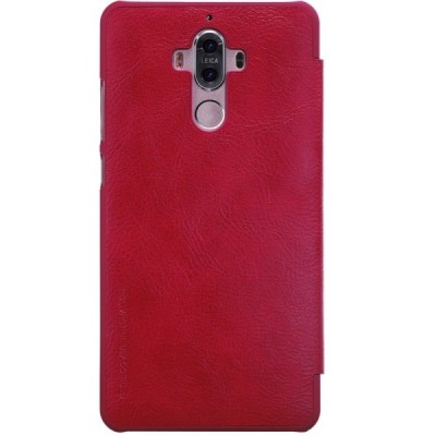 Prabangus „Nillkin“ Qin serijos raudonas odinis atverčiamas Huawei Mate 9 dėklas - knygutė / Priedai.lt