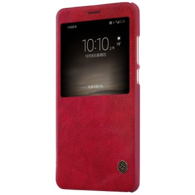 Prabangus „Nillkin“ Qin serijos raudonas odinis atverčiamas Huawei Mate 9 dėklas - knygutė / Priedai.lt