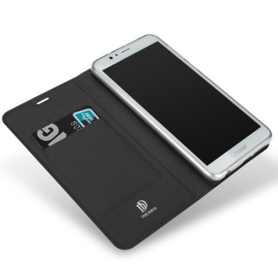 „Dux Ducis“ Skin serijos Huawei Honor 8 juodas odinis atverčiamas dėklas / Priedai.lt