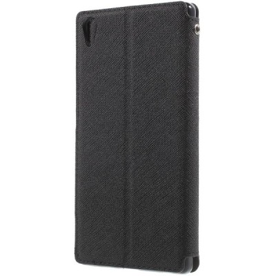 Sony Xperia Z5 Premium (Sony Xperia Z5 Premium Dual) „Roar“ Diary juodas odinis atverčiamas dėklas - piniginė / Priedai.lt