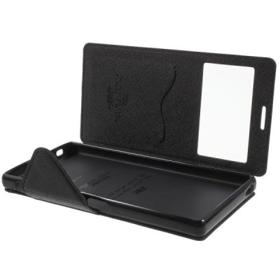 Sony Xperia Z5 Premium (Sony Xperia Z5 Premium Dual) „Roar“ Diary juodas odinis atverčiamas dėklas - piniginė / Priedai.lt