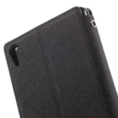Sony Xperia Z5 Premium (Sony Xperia Z5 Premium Dual) „Roar“ Diary juodas odinis atverčiamas dėklas - piniginė / Priedai.lt