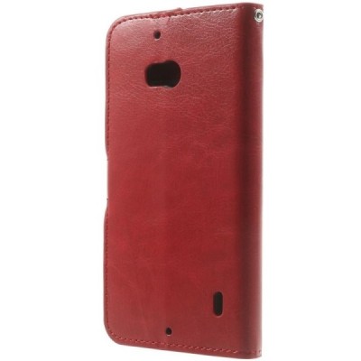 Nokia Lumia 930 atverčiamas raudonas odinis dėklas - piniginė / Priedai.lt