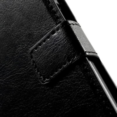 Samsung Galaxy Ace 4 (G357) atverčiamas juodas odinis dėklas - piniginė / Priedai.lt