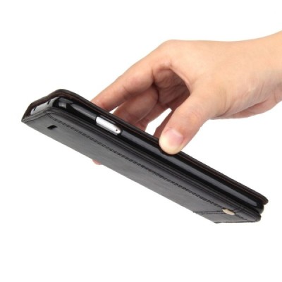 Apple iPhone 7 Plus (iPhone 8 Plus) „Deluxe“ ādas atvēramais melns maciņš (maks) / Vacins.lv