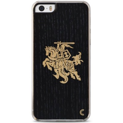 Apple iPhone 5 / 5S / SE „Crafted Cover“  Melns Vytis dabīga koka telefona apvalks / Vacins.lv
