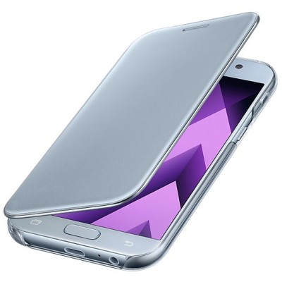 Samsung Galaxy A5 2017 (A520) oficiāls Clear View Cover atvērams sudrabs ādas maciņš / Vacins.lv