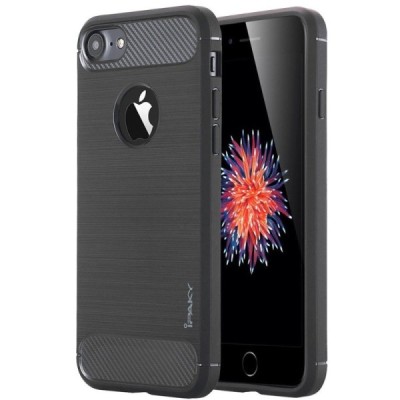Apple iPhone 7 (iPhone 8) „IPAKY FASHION“ cieta silikona (TPU) melns apvalks/ vacins.lv
