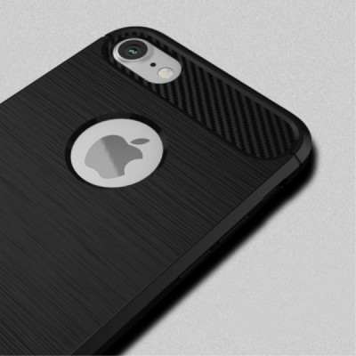 Apple iPhone 7 (iPhone 8) „IPAKY FASHION“ cieta silikona (TPU) melns apvalks/ vacins.lv