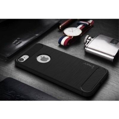 Apple iPhone 7 (iPhone 8) „IPAKY FASHION“ cieta silikona (TPU) melns apvalks/ vacins.lv