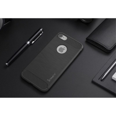 Apple iPhone 7 (iPhone 8) „IPAKY FASHION“ cieta silikona (TPU) melns apvalks/ vacins.lv