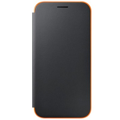 Samsung Galaxy A5 (2017) A520 oficiāls Neon Flip Cover EF-FA520 atvērams melns ādas maciņš (maks) / Vacins.lv