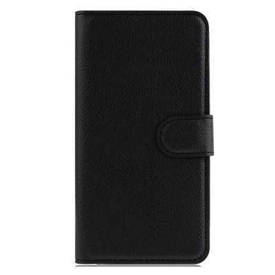 OnePlus X atvēramais melns ādas Litchi maciņš (maks) / Vacins.lv
