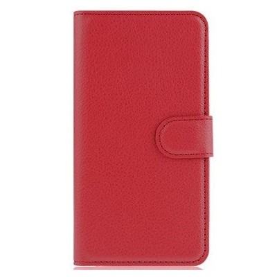 OnePlus X atvēramais sarkans ādas Litchi maciņš (maks) / Vacins.lv