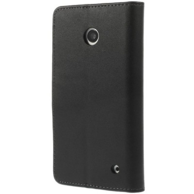 Nokia Lumia 635 atvēramais ādas melns maciņš (maks) / Vacins.lv