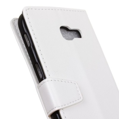 Samsung Galaxy A5 2017 (A520) atvēramais ādas balts maciņš (maks) / Vacins.lv