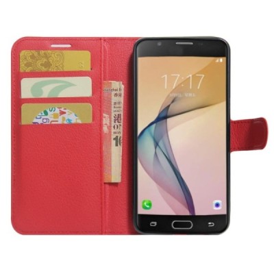 Samsung Galaxy A5 2017 (A520) atvēramais ādas sarkans maciņš (maks) / Vacins.lv